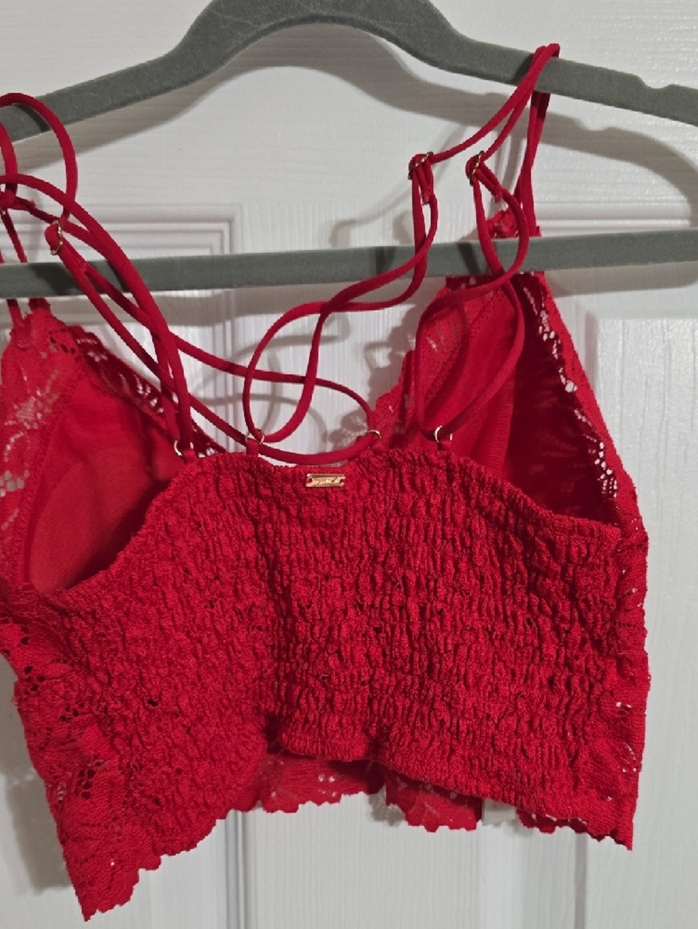 PINK Victoria's Secret Red Lace Strappy Bralette Top - Picture 2 of 3